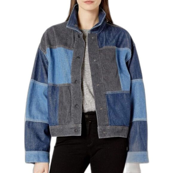 AG Adriano Goldschmied Kaya Patchwork Button Up Denim Jacket